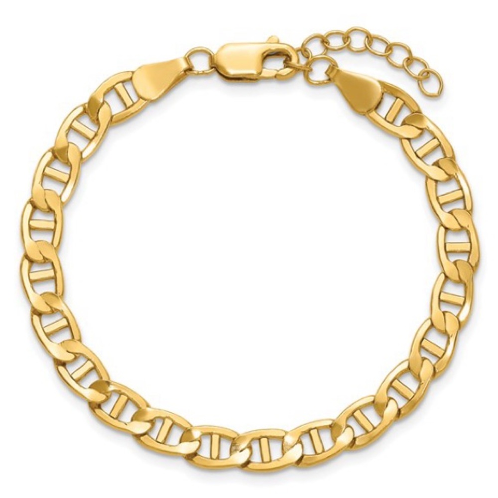 14K Gold-Filled Mariner Link Bracelet – 6.5" + 1" Extender, 5.40mm wide